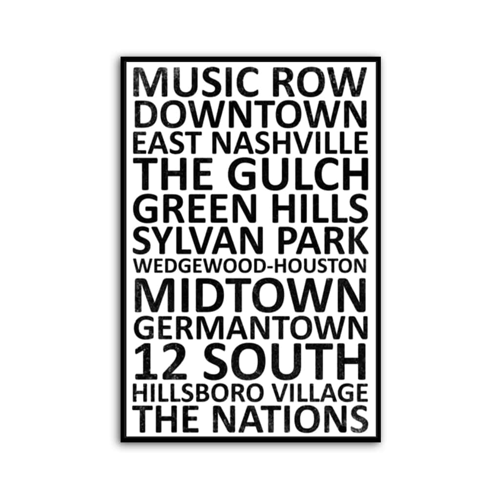 Nashville Neighborhood Canvas Wall Art Print - White