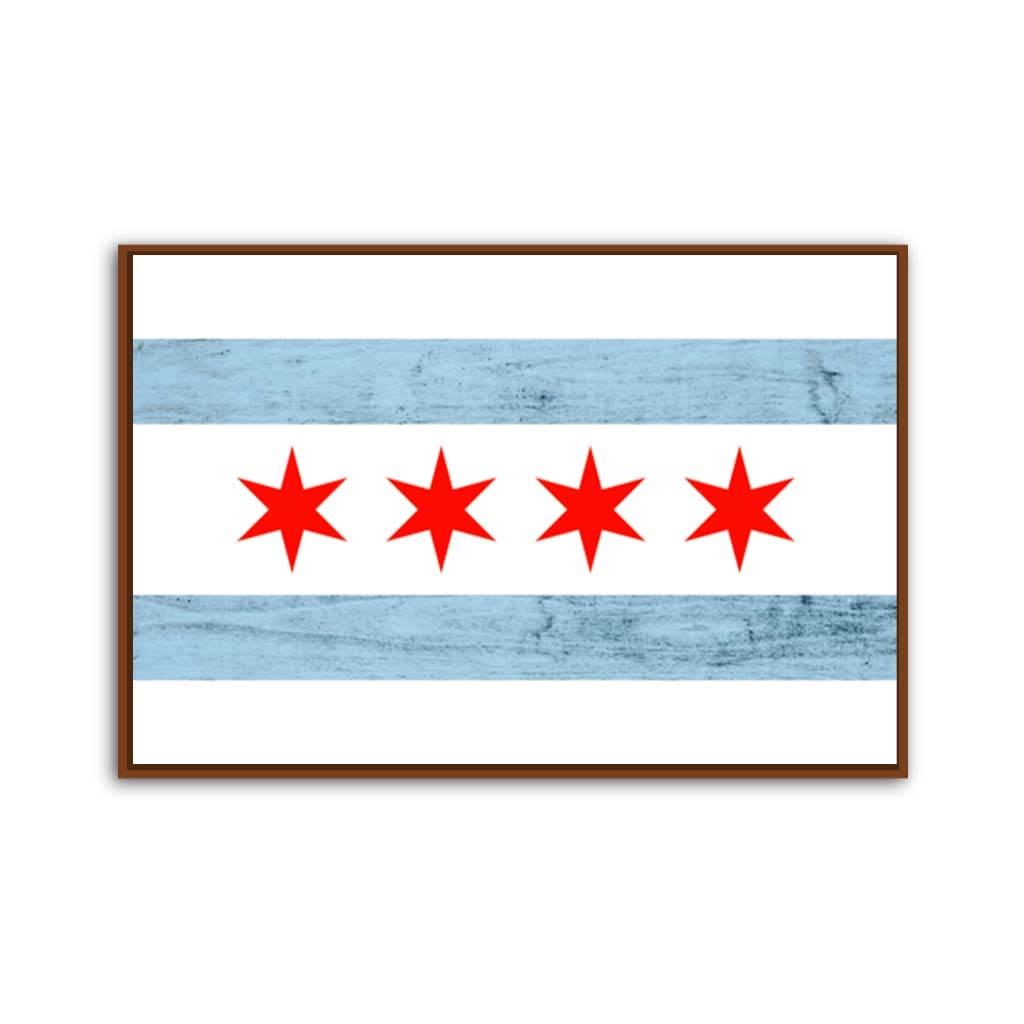 Rustic Chicago Flag Canvas Wall Art Print