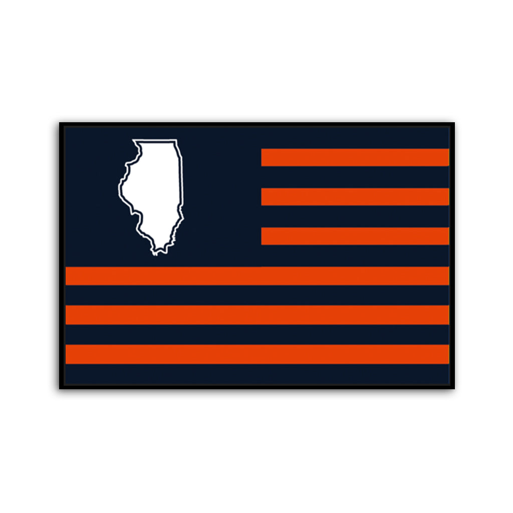 Navy and Orange Illinois American Flag Canvas Wall Art Print