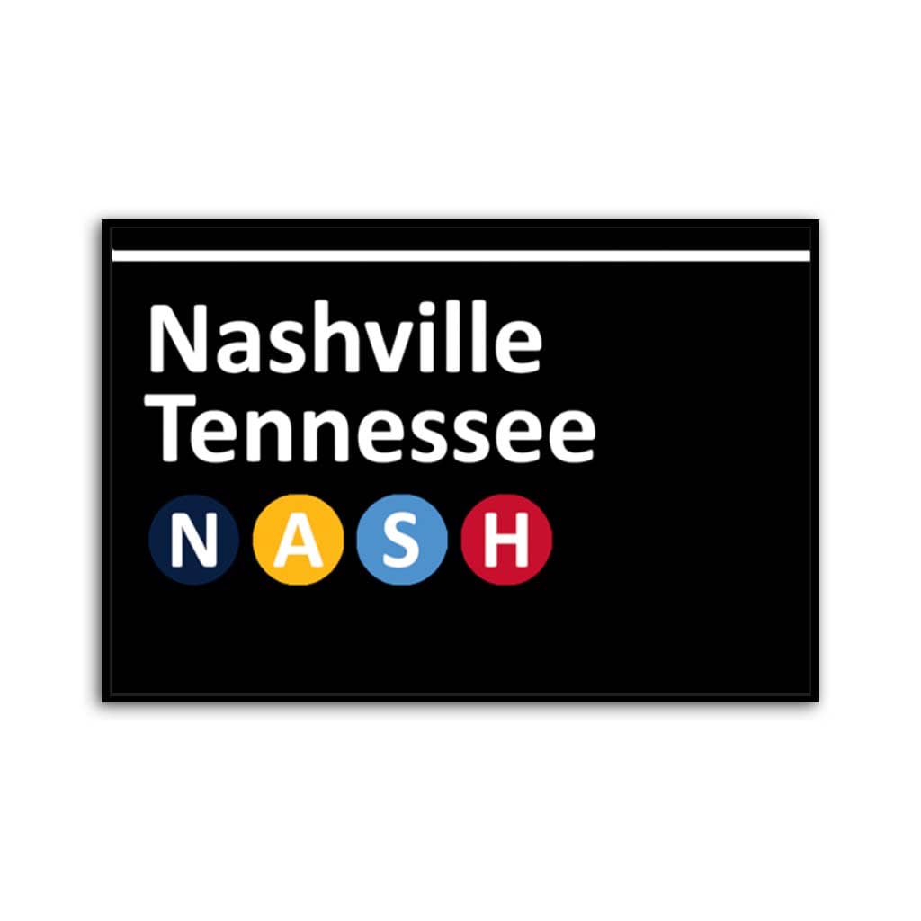 Nashville Subway Sign Canvas Wall Art Print - Black