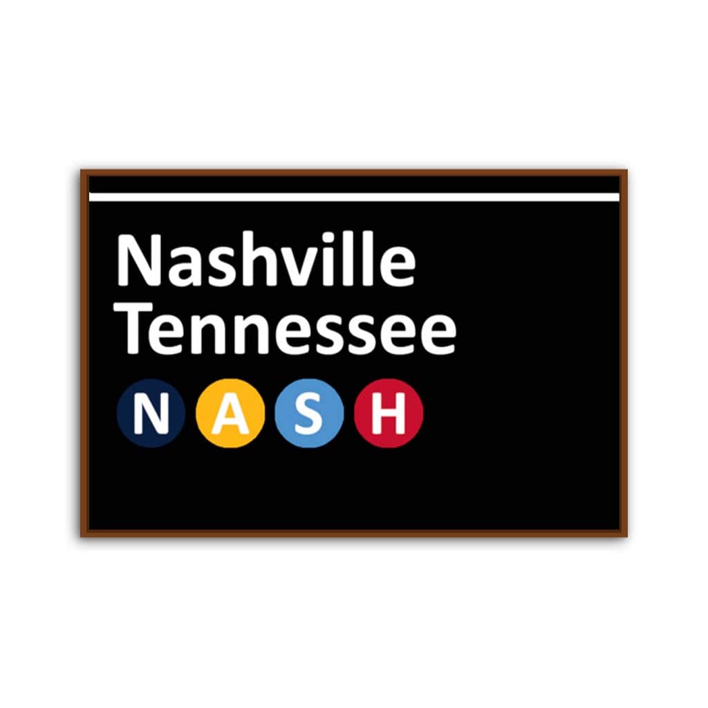 Nashville Subway Sign Canvas Wall Art Print - Black
