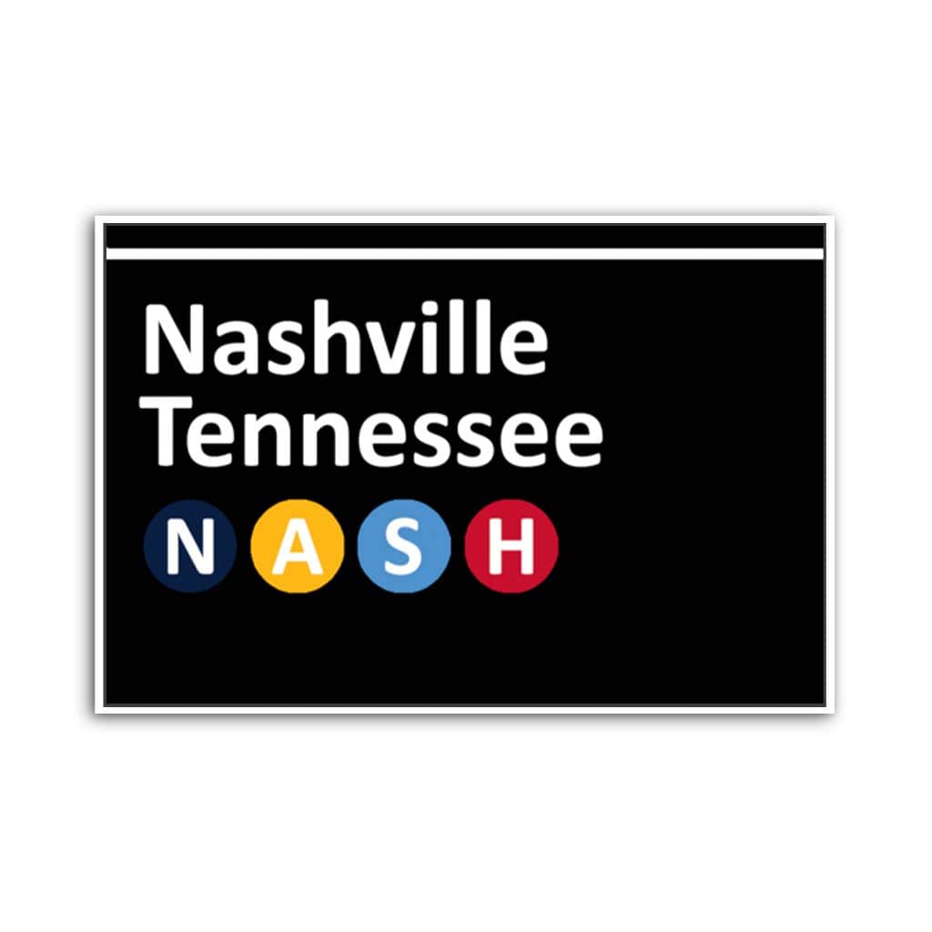 Nashville Subway Sign Canvas Wall Art Print - Black