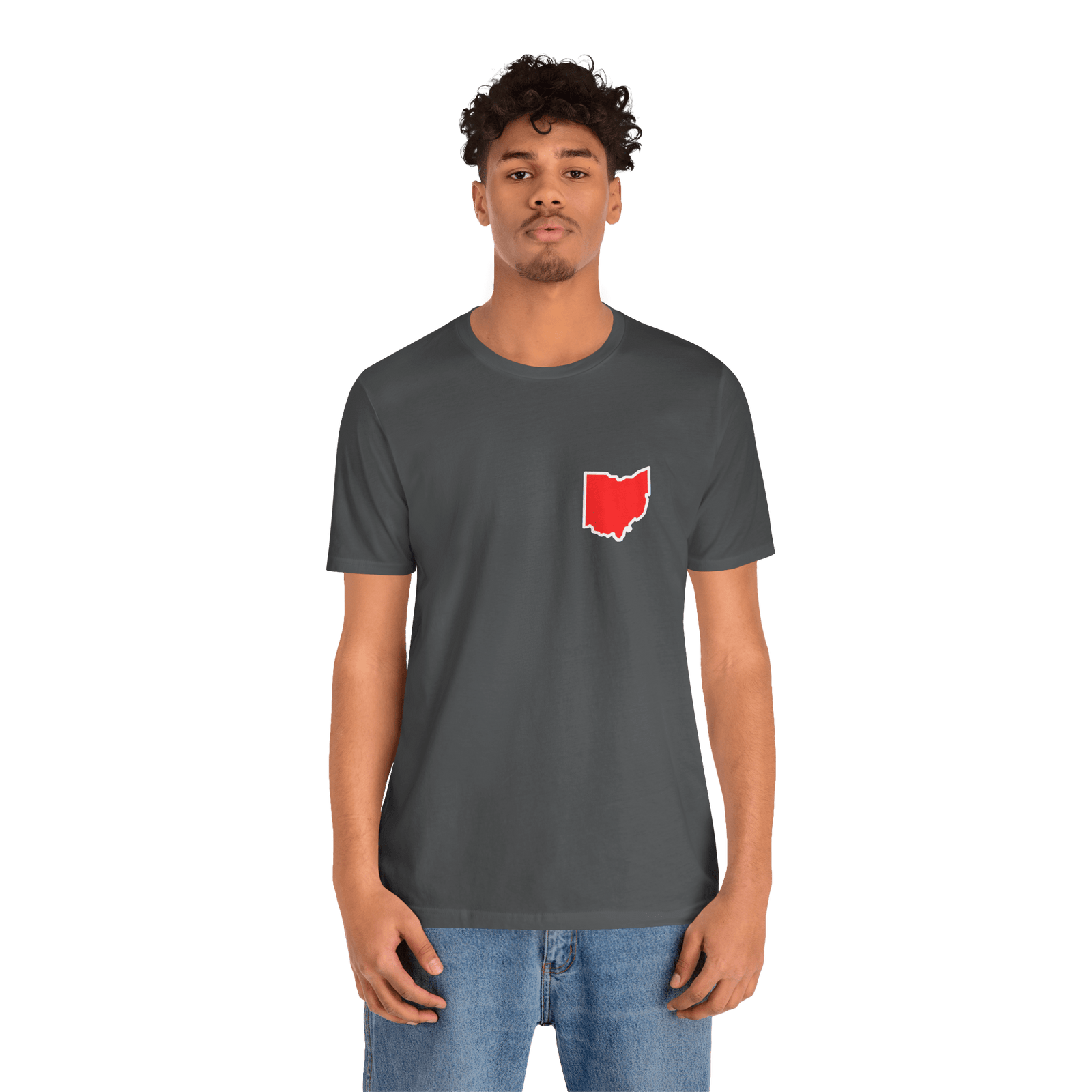 Ohio Red Outline T‑Shirt — Minimal State Silhouette Tee