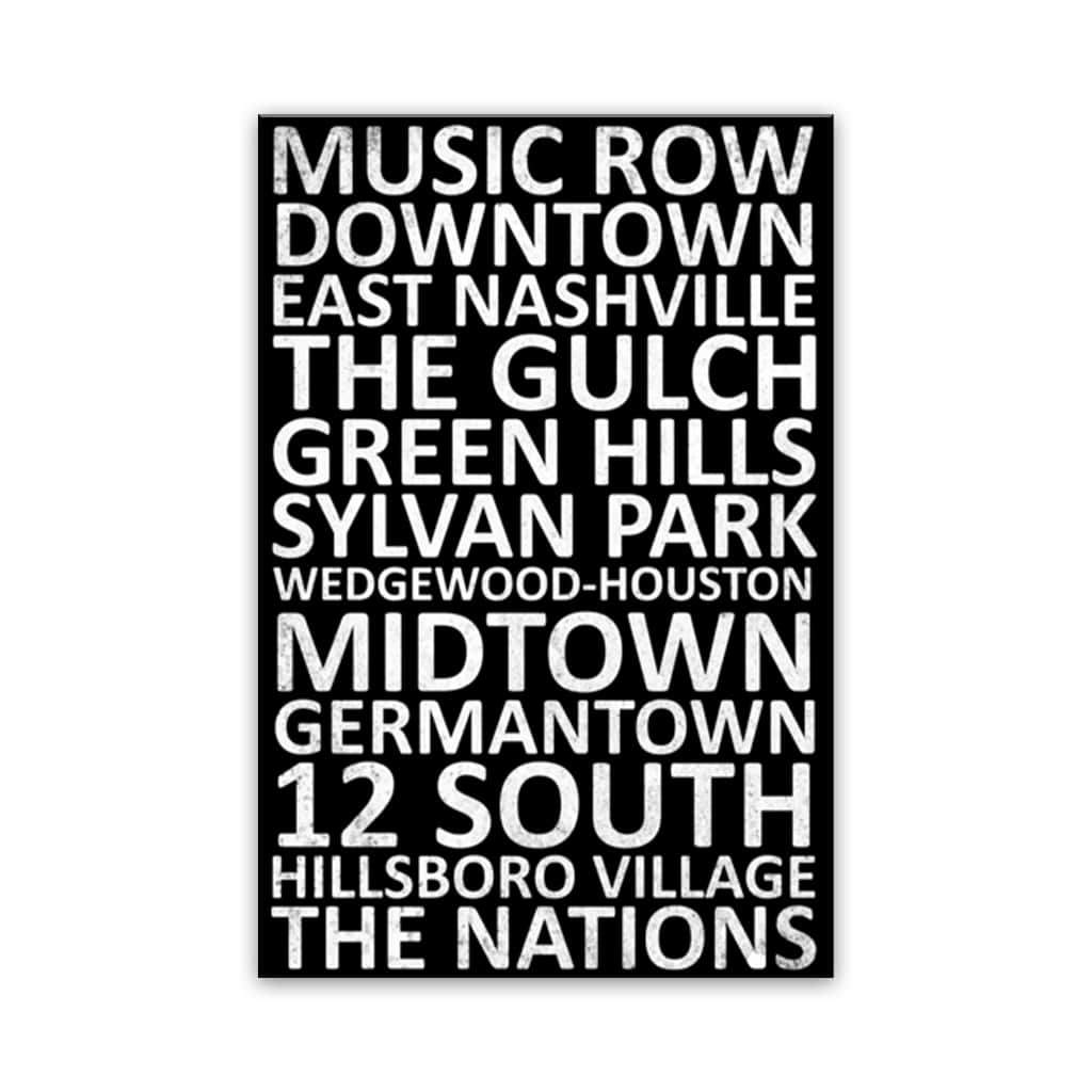 Nashville Neighborhood Canvas Wall Art Print - Black