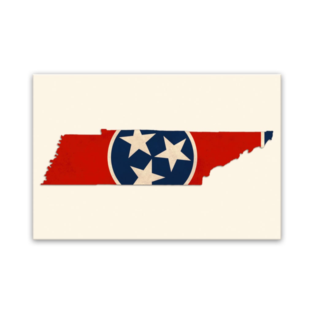 Distressed Tennessee Flag Silhouette Canvas Wall Art Print