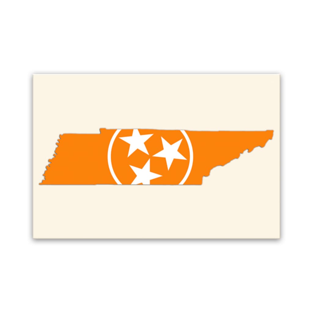 Orange & White Tennessee Flag Silhouette Canvas Wall Art Print