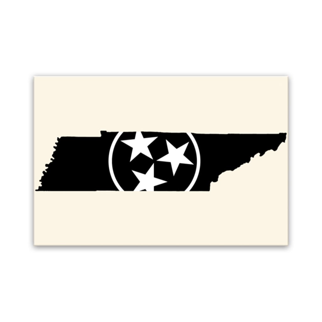 Black & White Tennessee Flag Silhouette Canvas Wall Art Print