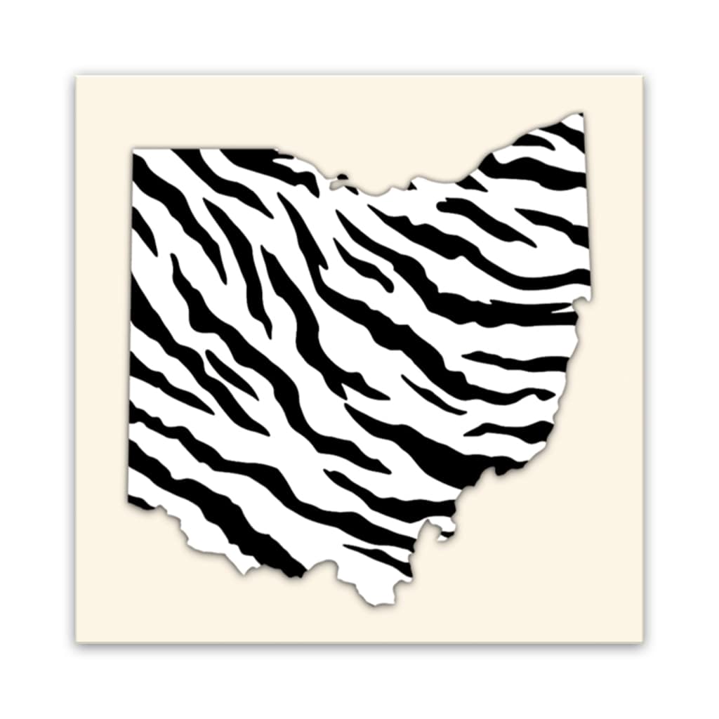 Ohio White Out Tiger Stripe Silhouette Canvas Wall Art Print