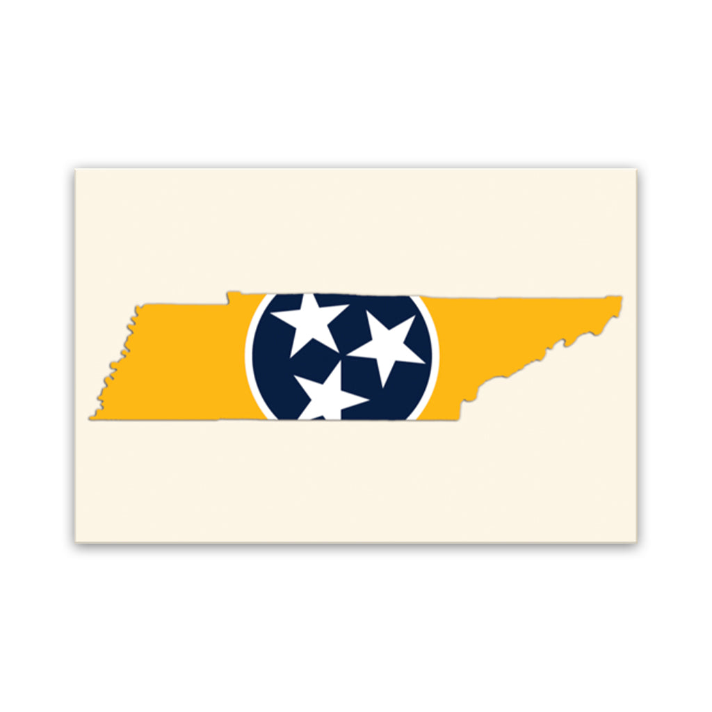 Navy & Gold Tennessee Flag Silhouette Canvas Wall Art Print