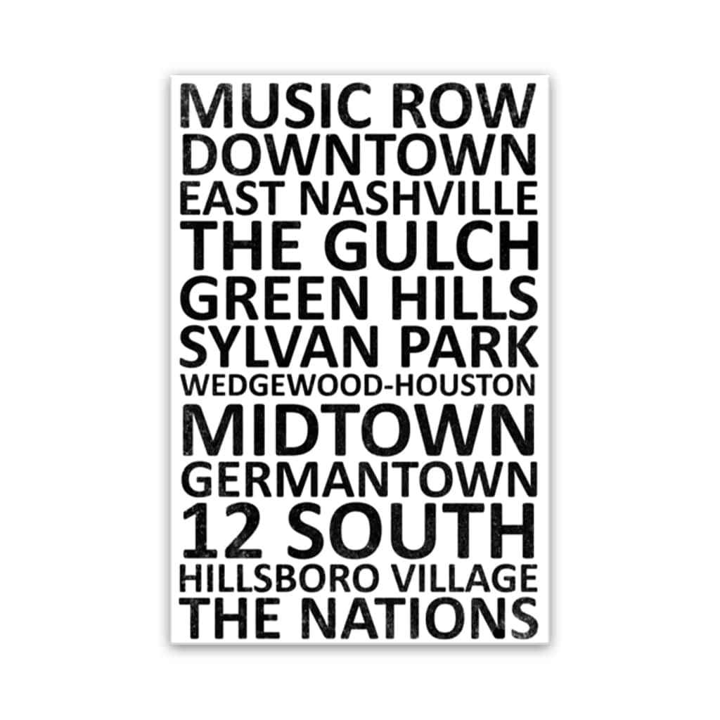 Nashville Neighborhood Canvas Wall Art Print - White