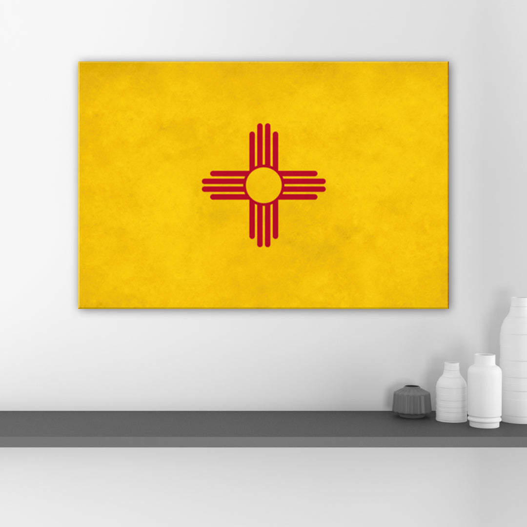 Distressed New Mexico Canvas Flag Art Print