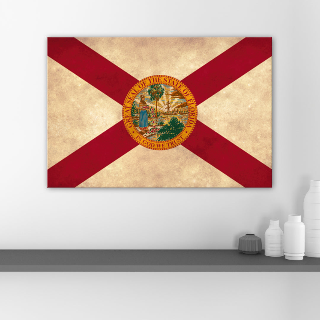 Distressed Florida Flag Canvas Art Print