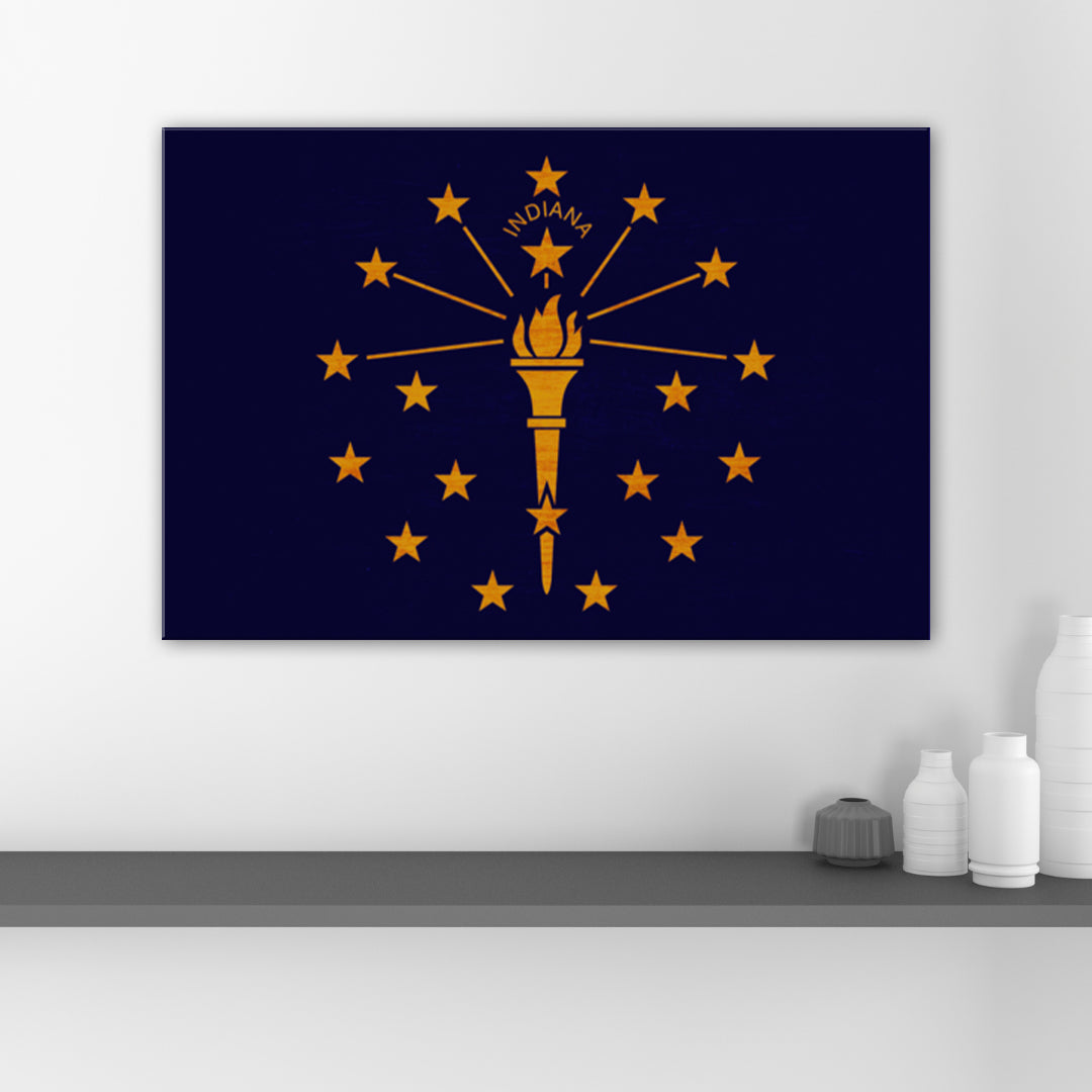 Rustic Indiana Flag Canvas Art Print