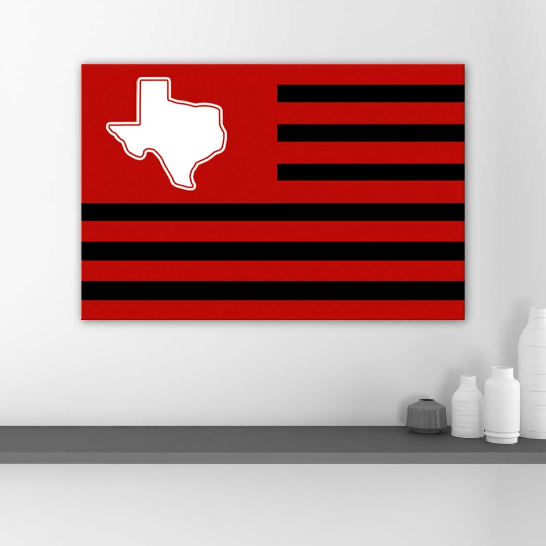 Red and Black Texas American Flag Canvas Wall Art Print