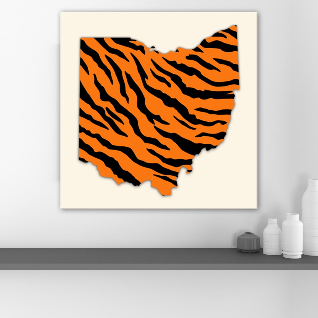 Ohio Tiger Stripe Silhouette Canvas Wall Art Print
