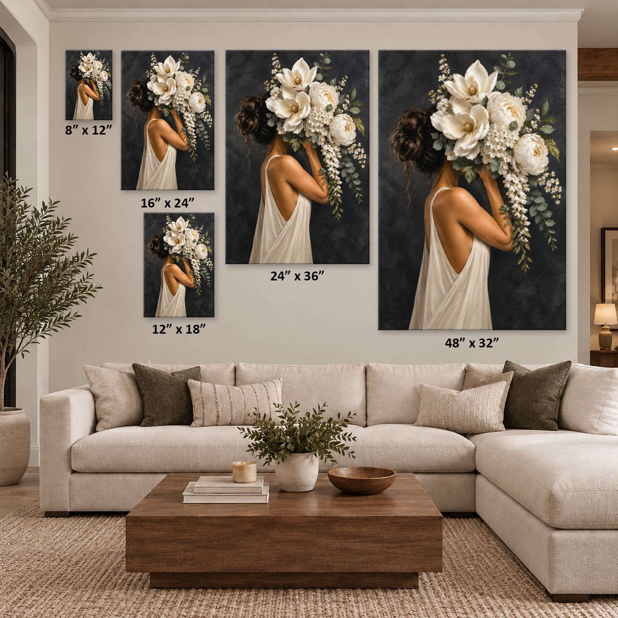 Amanda With Flowers Canvas Wall Art Print