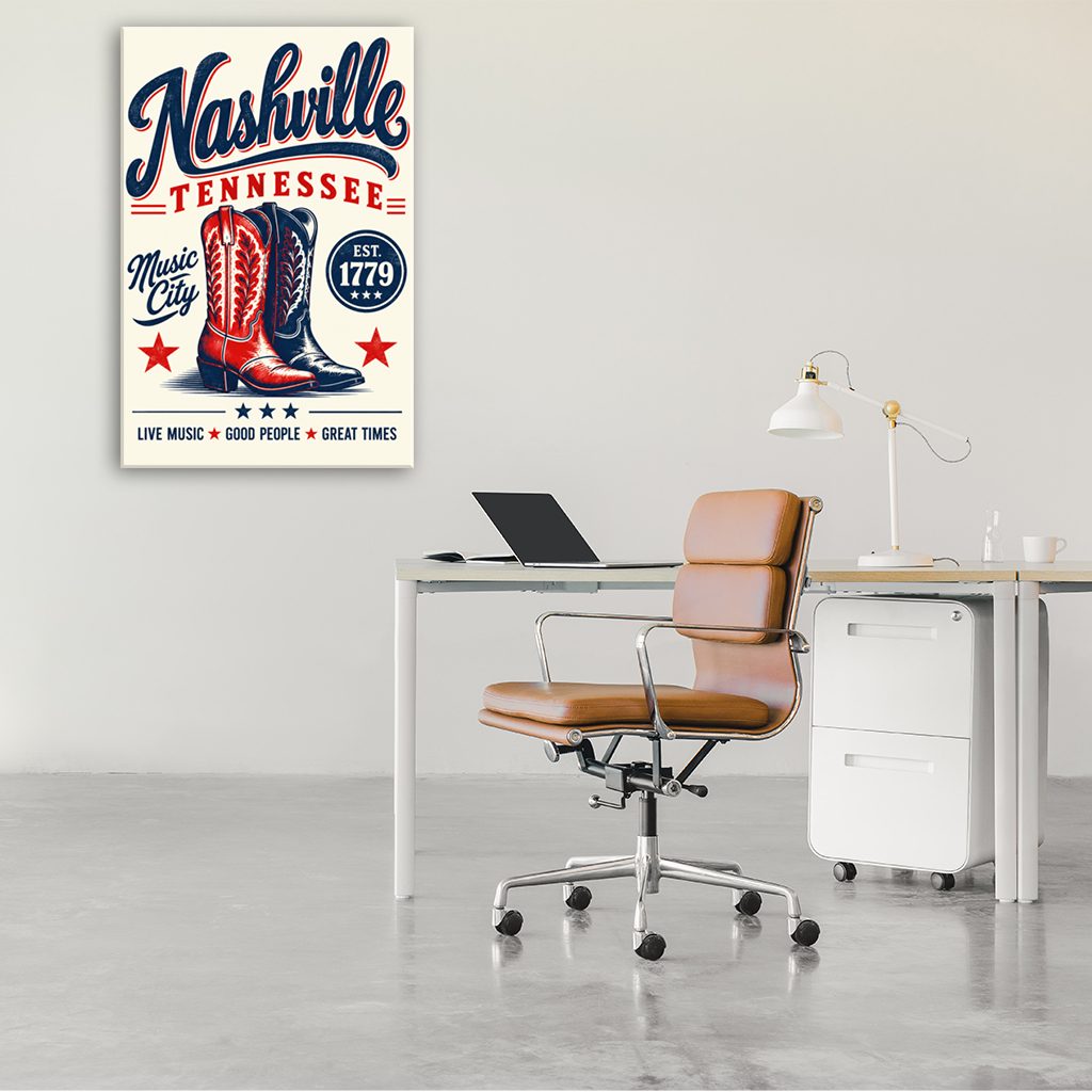 Nashville Cowboy Boot Poster Canvas Wall Art Print