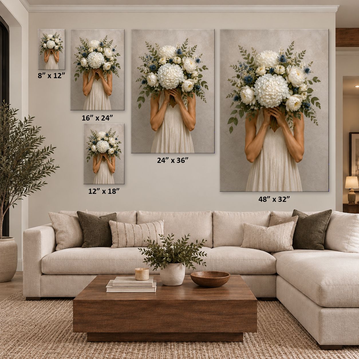 Caroline With Flowers Canvas Wall Art Print