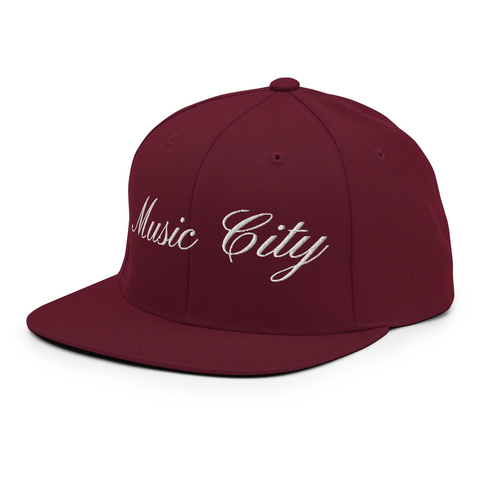 Music City White Script Snapback