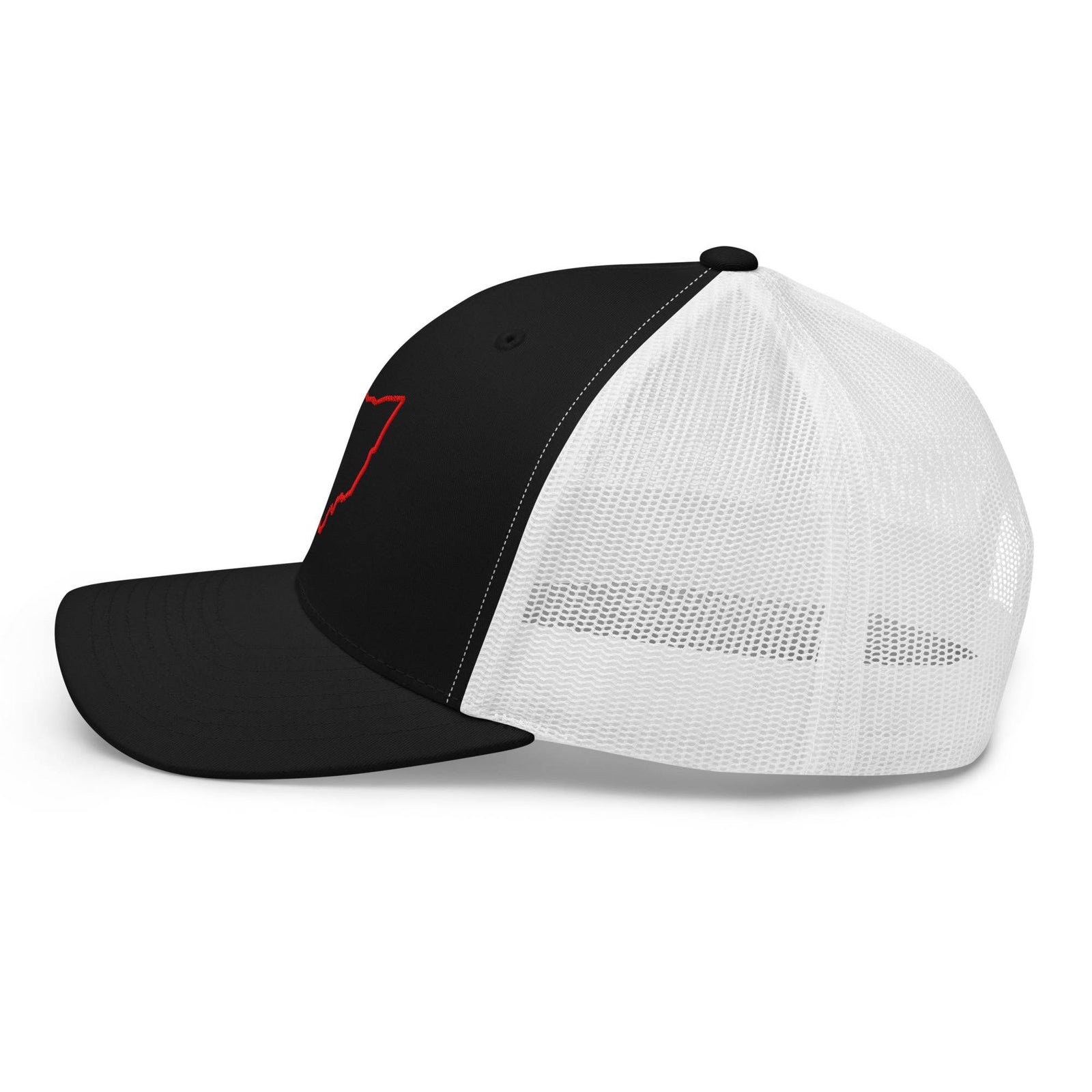 Red Ohio Outline Trucker Hat (Black & White)
