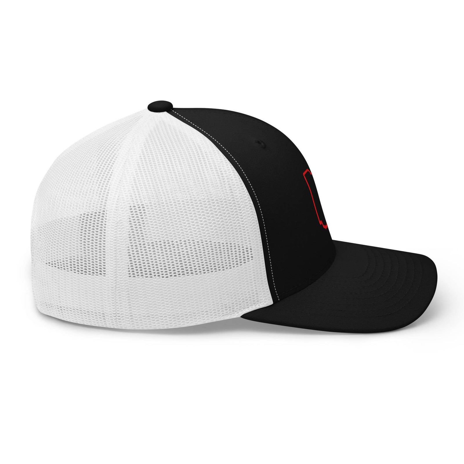 Red Ohio Outline Trucker Hat (Black & White)