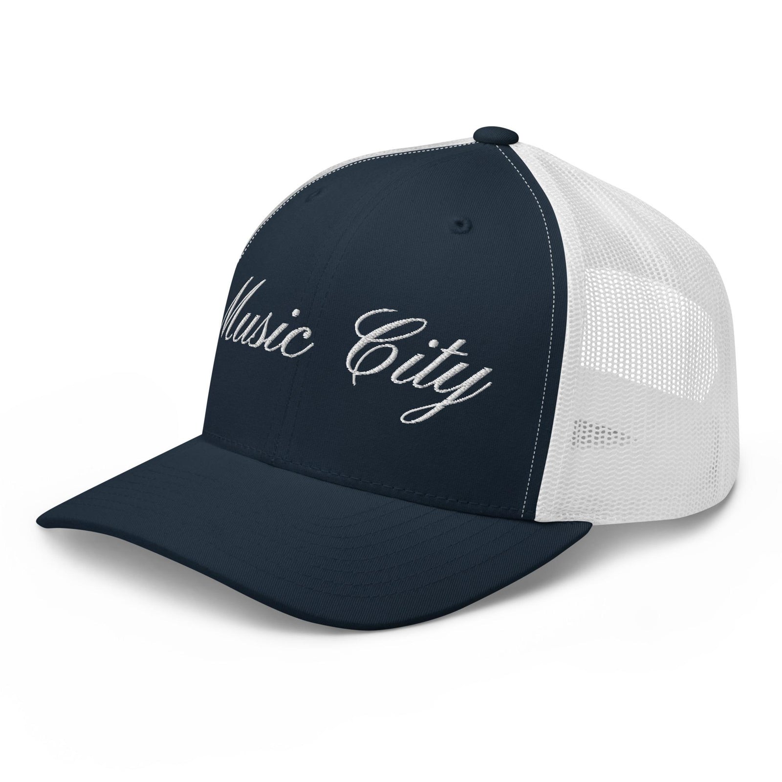 Music City White Script Trucker Cap