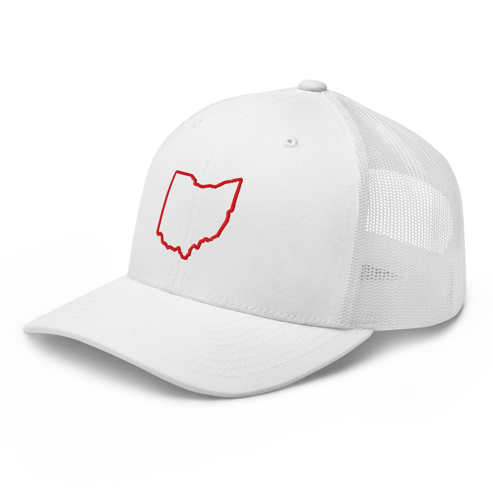 Red Ohio Outline Trucker Hat
