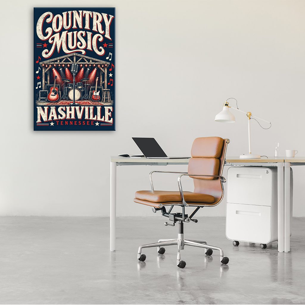 Nashville Country Music Poster Canvas Wall Art Print