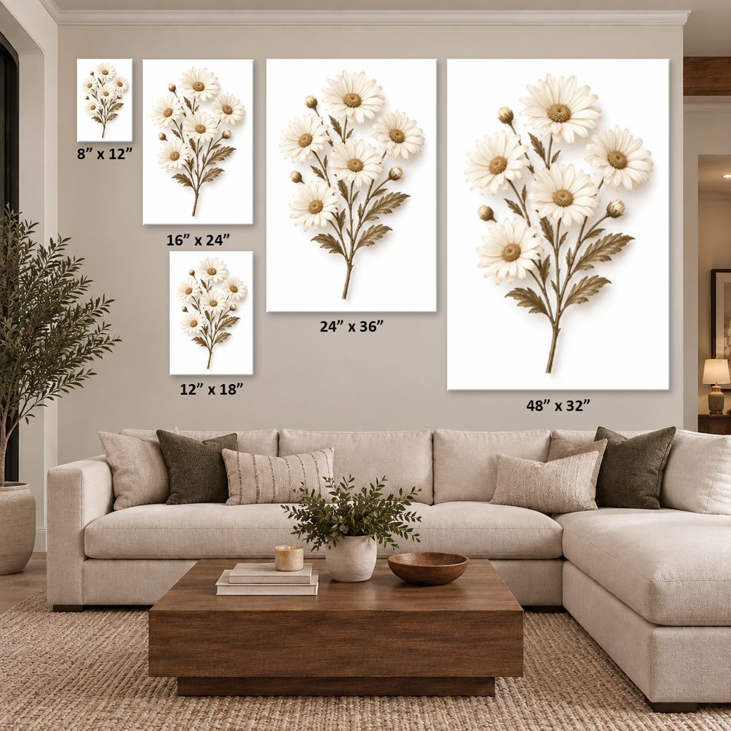 Dried Daisies Canvas Wall Art Print