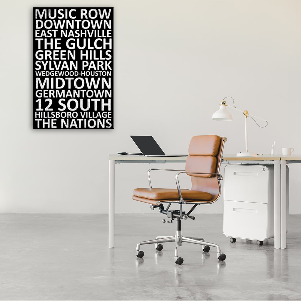 Nashville Neighborhood Canvas Wall Art Print - Black