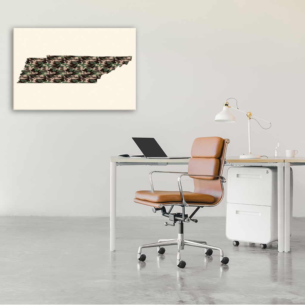 Tennessee Woodland Camo Silhouette Canvas Wall Art Print