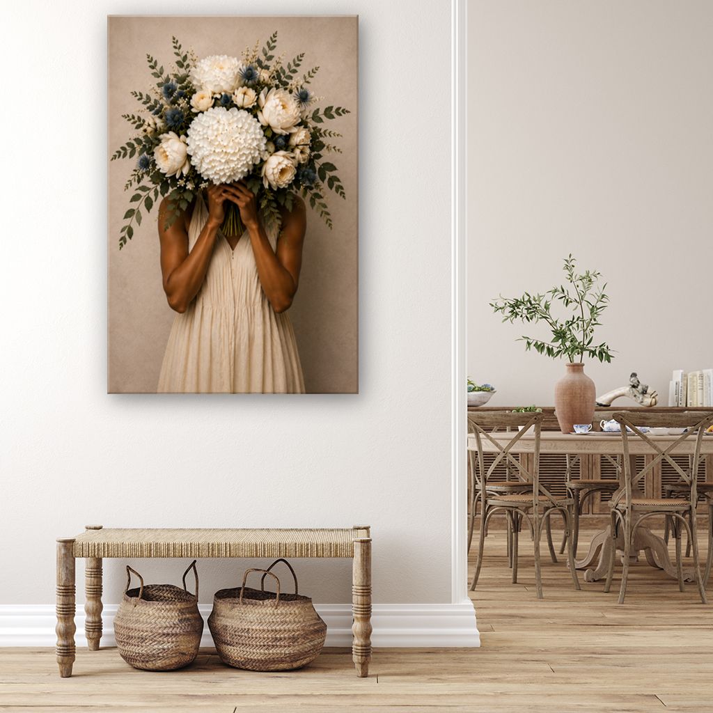 Michelle With Flowers Canvas Wall Art Print