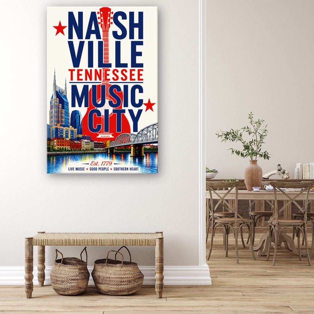 Nashville Skyline Poster Canvas Wall Art Print