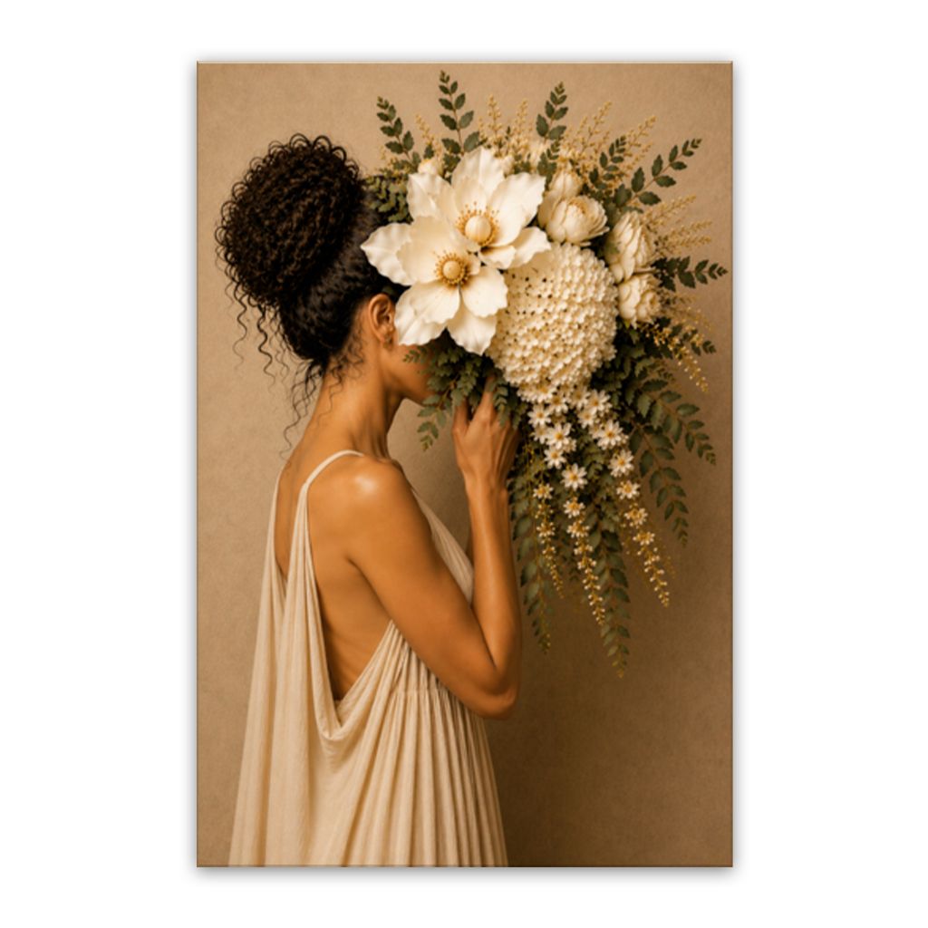 Nicole With Flowers Canvas Wall Art Print