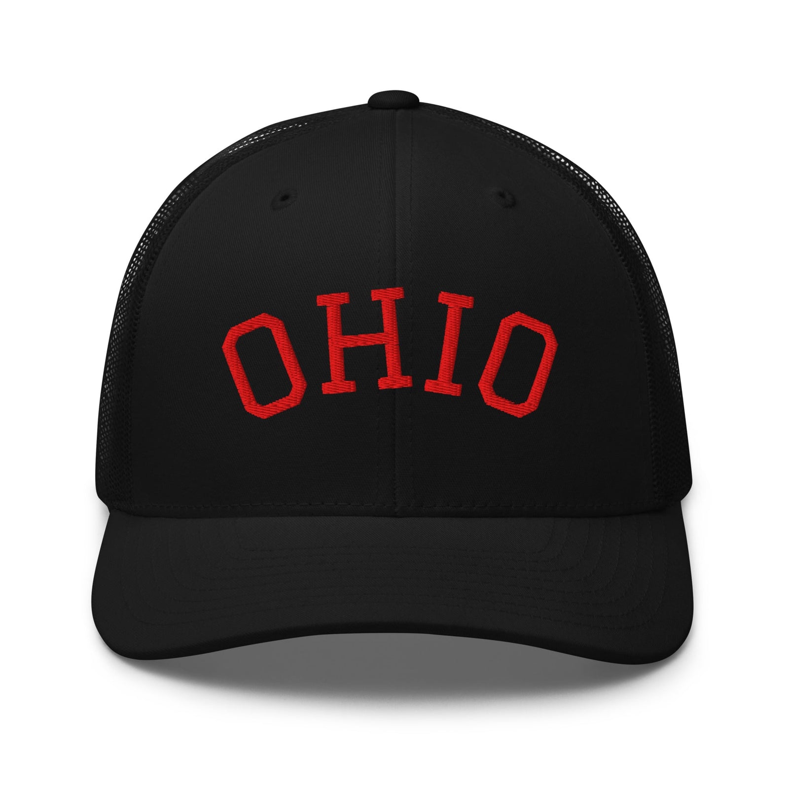 Red Curved Ohio Trucker Hat