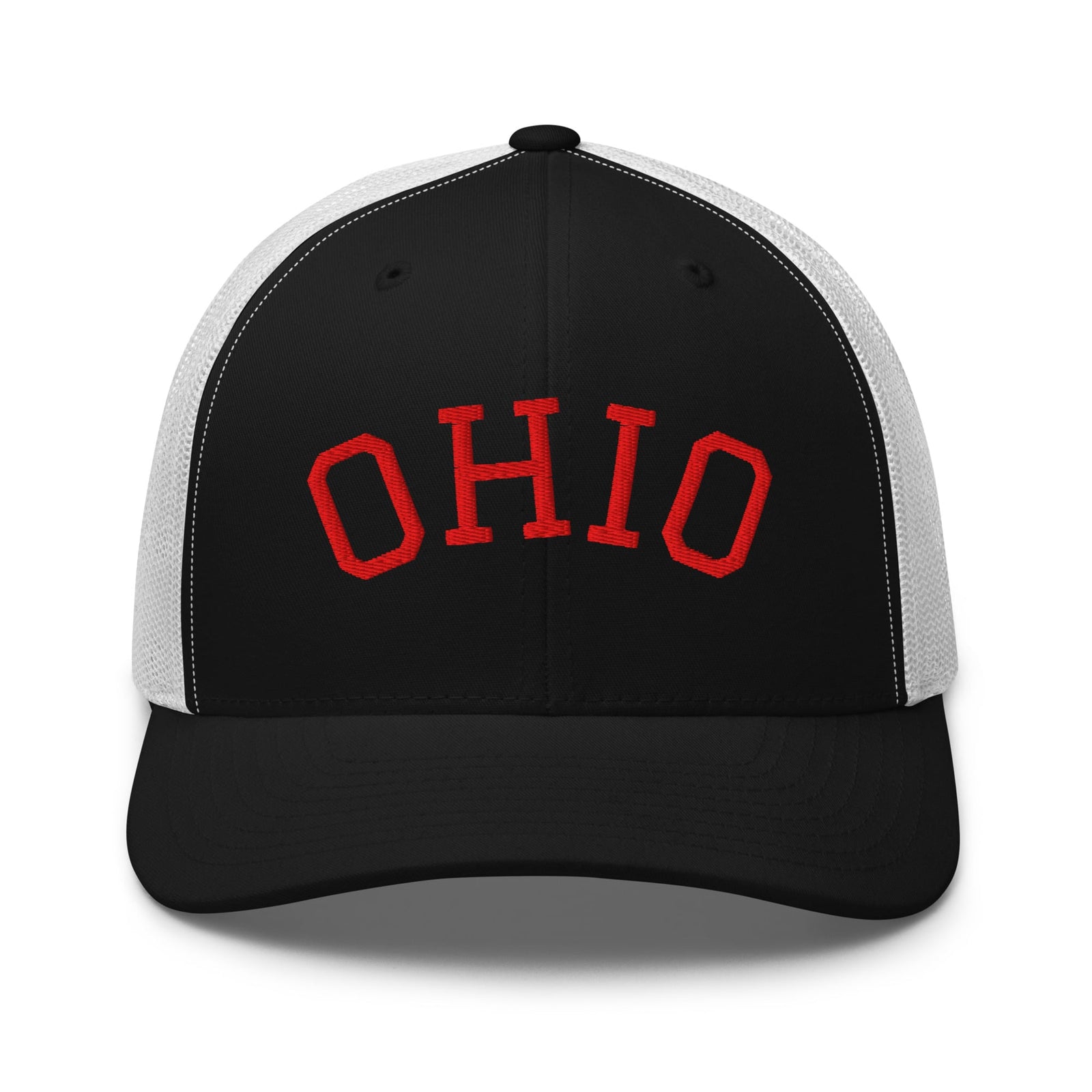 Red Curved Ohio Trucker Hat