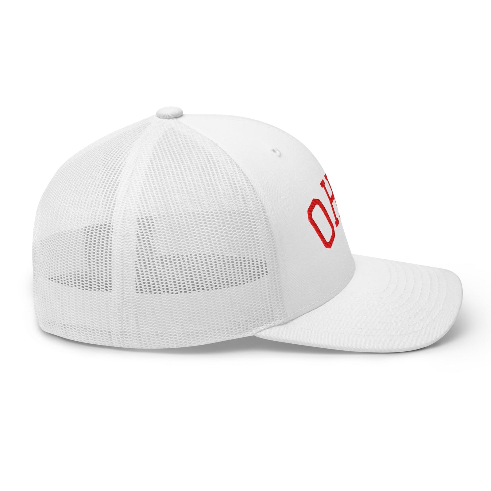 Red Curved Ohio Trucker Hat