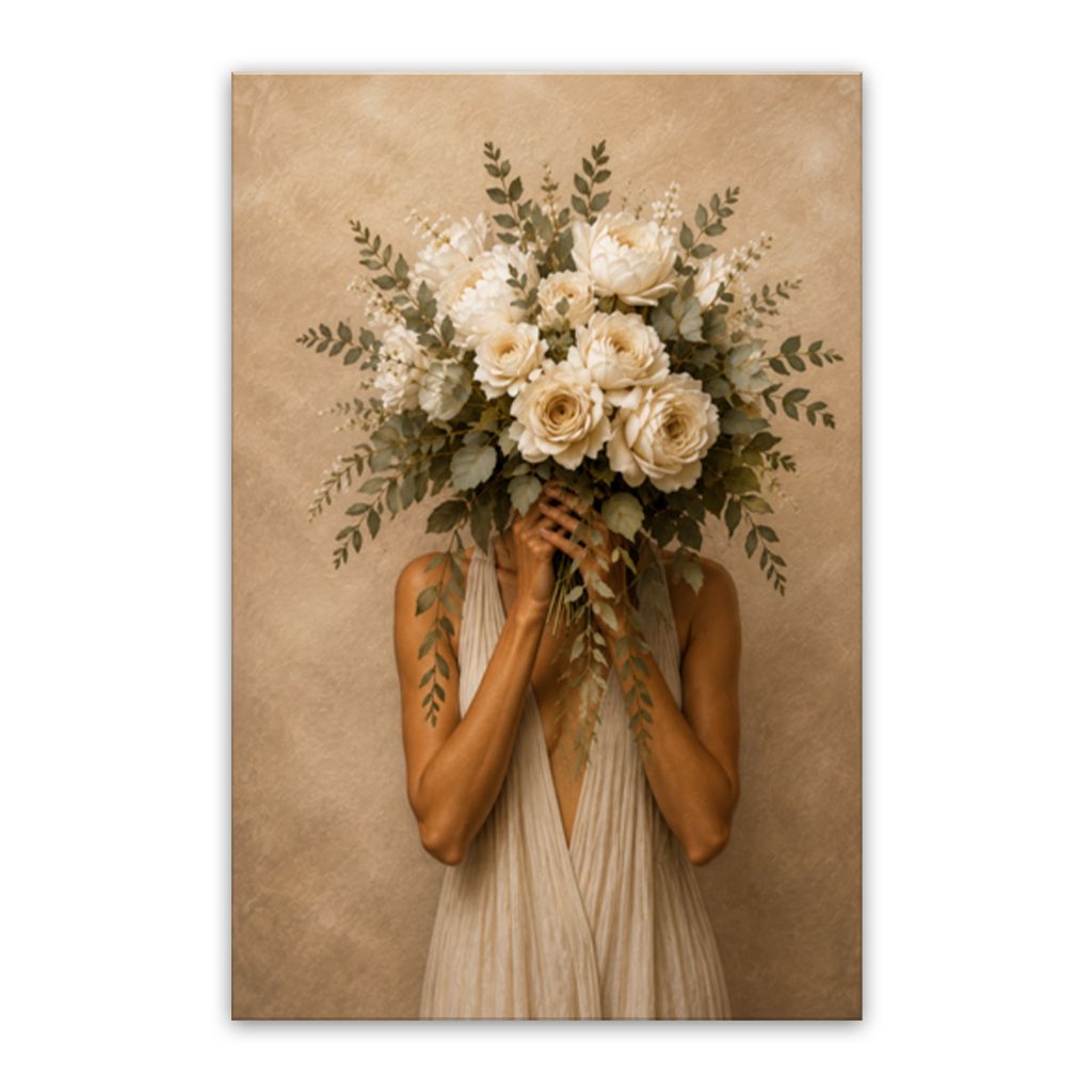 Samantha With Flowers Canvas Wall Art Print
