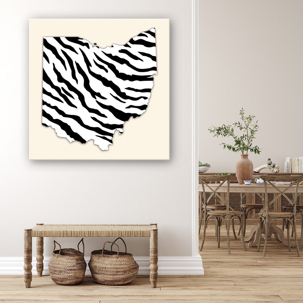 Ohio White Out Tiger Stripe Silhouette Canvas Wall Art Print