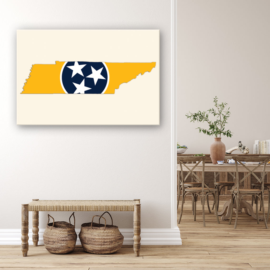 Navy & Gold Tennessee Flag Silhouette Canvas Wall Art Print