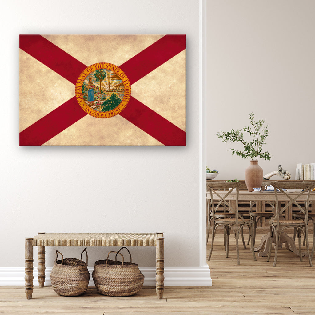 Distressed Florida Flag Canvas Art Print