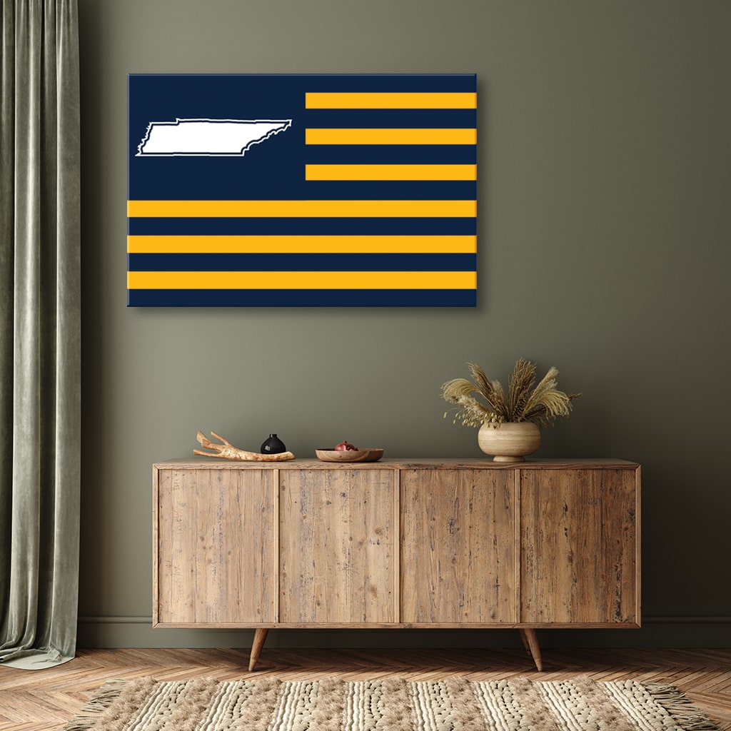 Navy and Yellow Tennessee American Flag Canvas Wall Art Print
