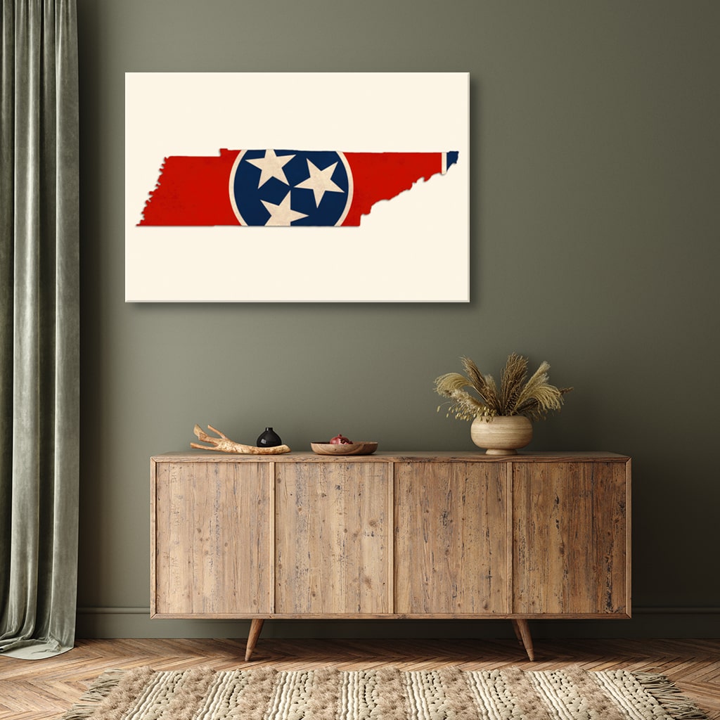 Distressed Tennessee Flag Silhouette Canvas Wall Art Print