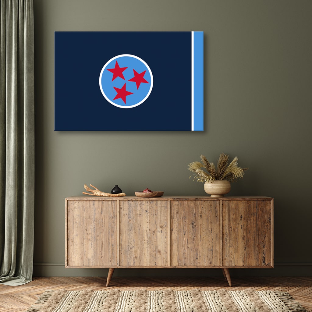Navy & Teal Tennessee Flag Canvas Wall Art Print
