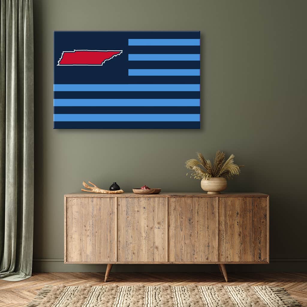 Navy and Light Blue Tennessee American Flag Canvas Wall Art Print