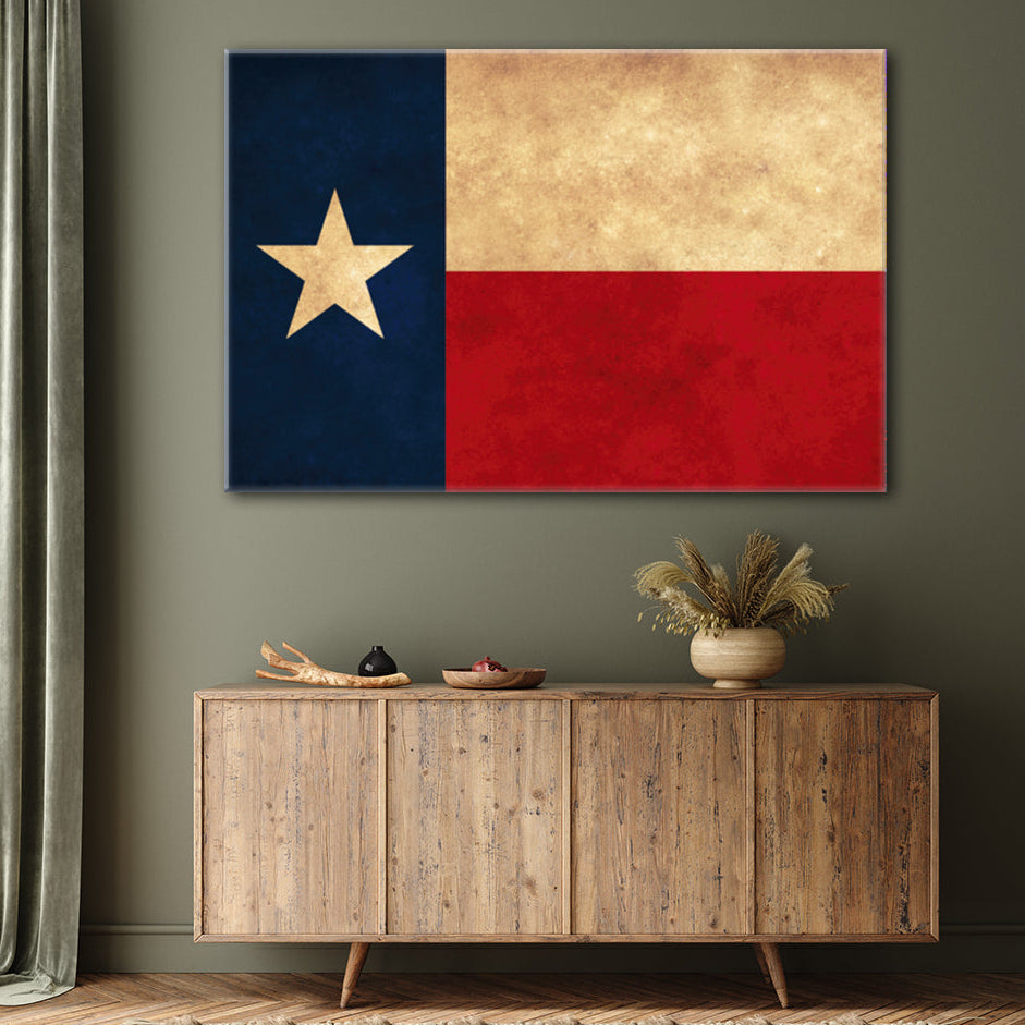Distressed Texas Flag Canvas Wall Art Print