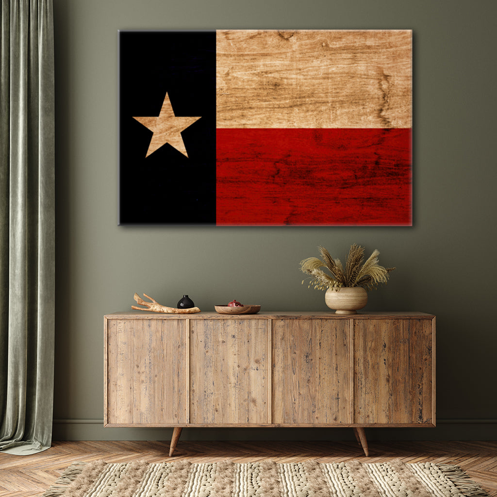Rustic Texas Flag Canvas Wall Art Print