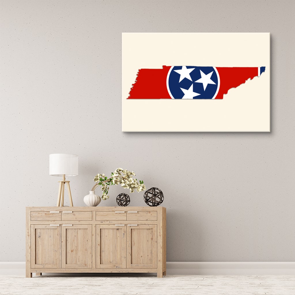 Tennessee Flag Silhouette Canvas Wall Art Print