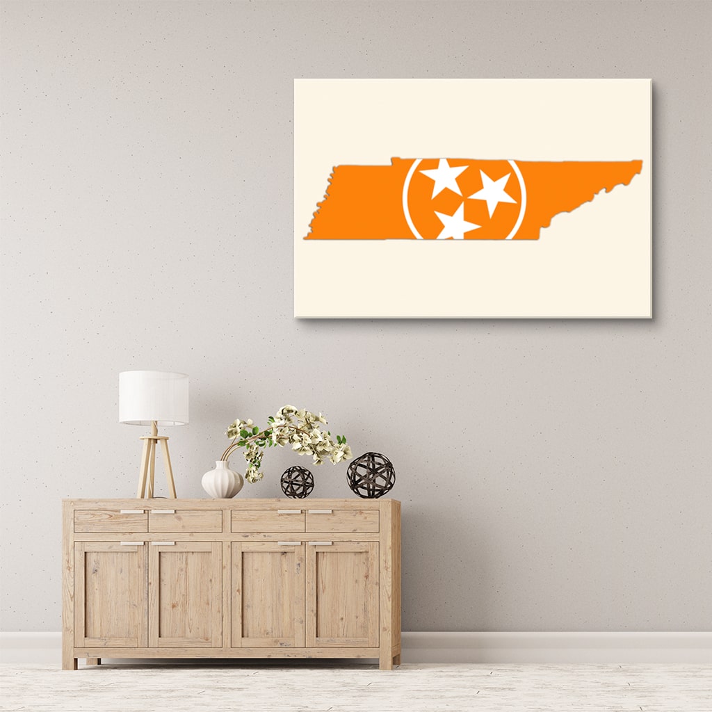 Orange & White Tennessee Flag Silhouette Canvas Wall Art Print