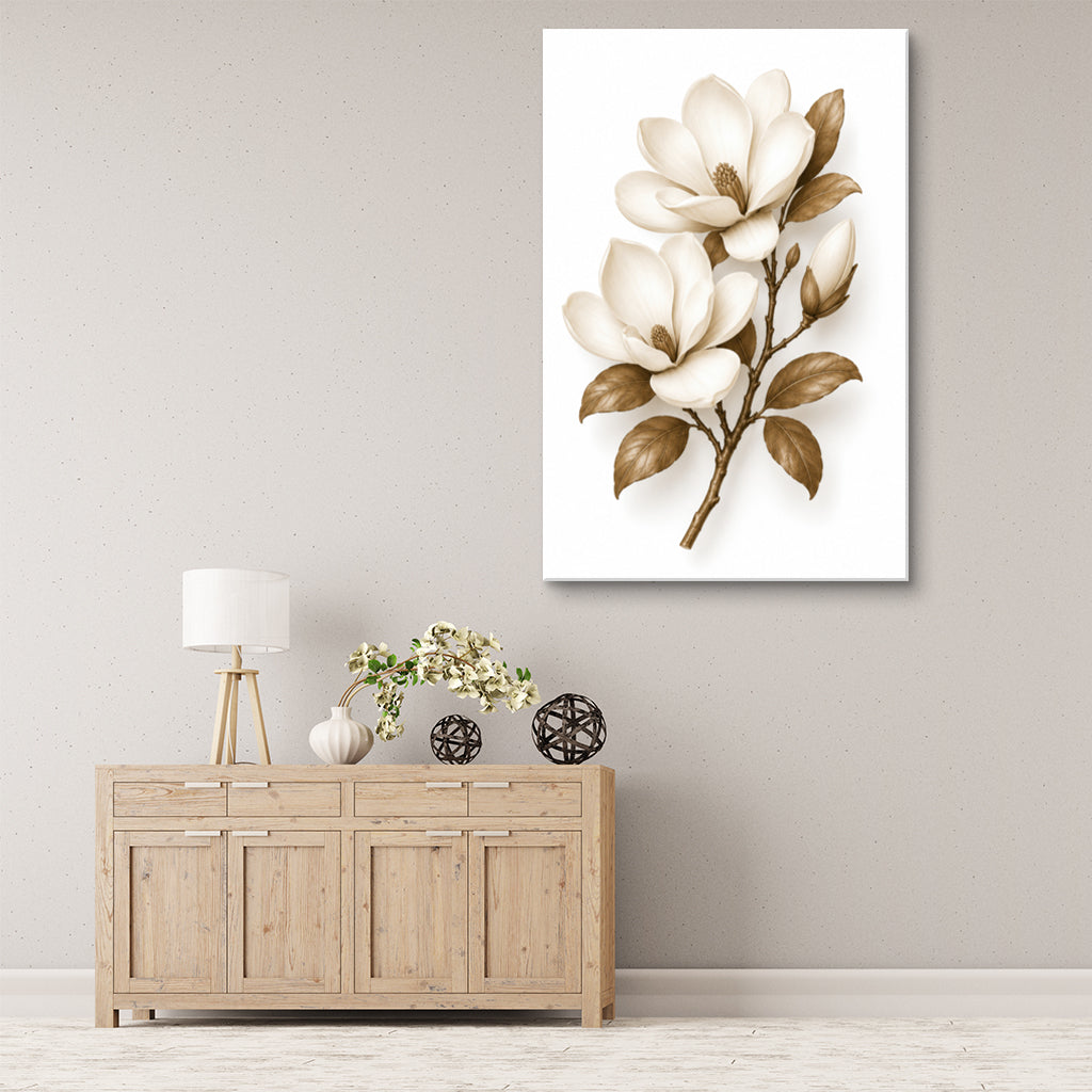 Dried Magnolia Canvas Wall Art Print